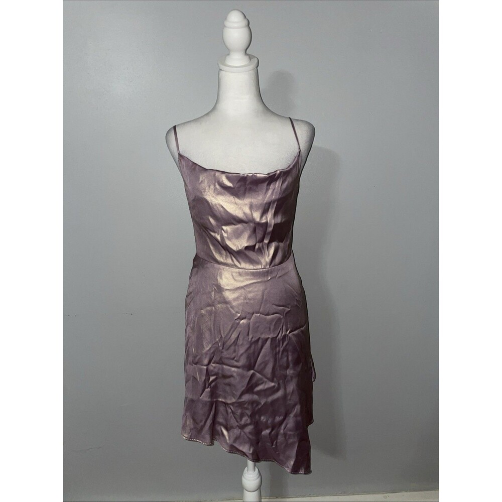 Urban Outfitters Slip Dress S Small Rose Gold Satin Cowl Mini Cocktail Y2K